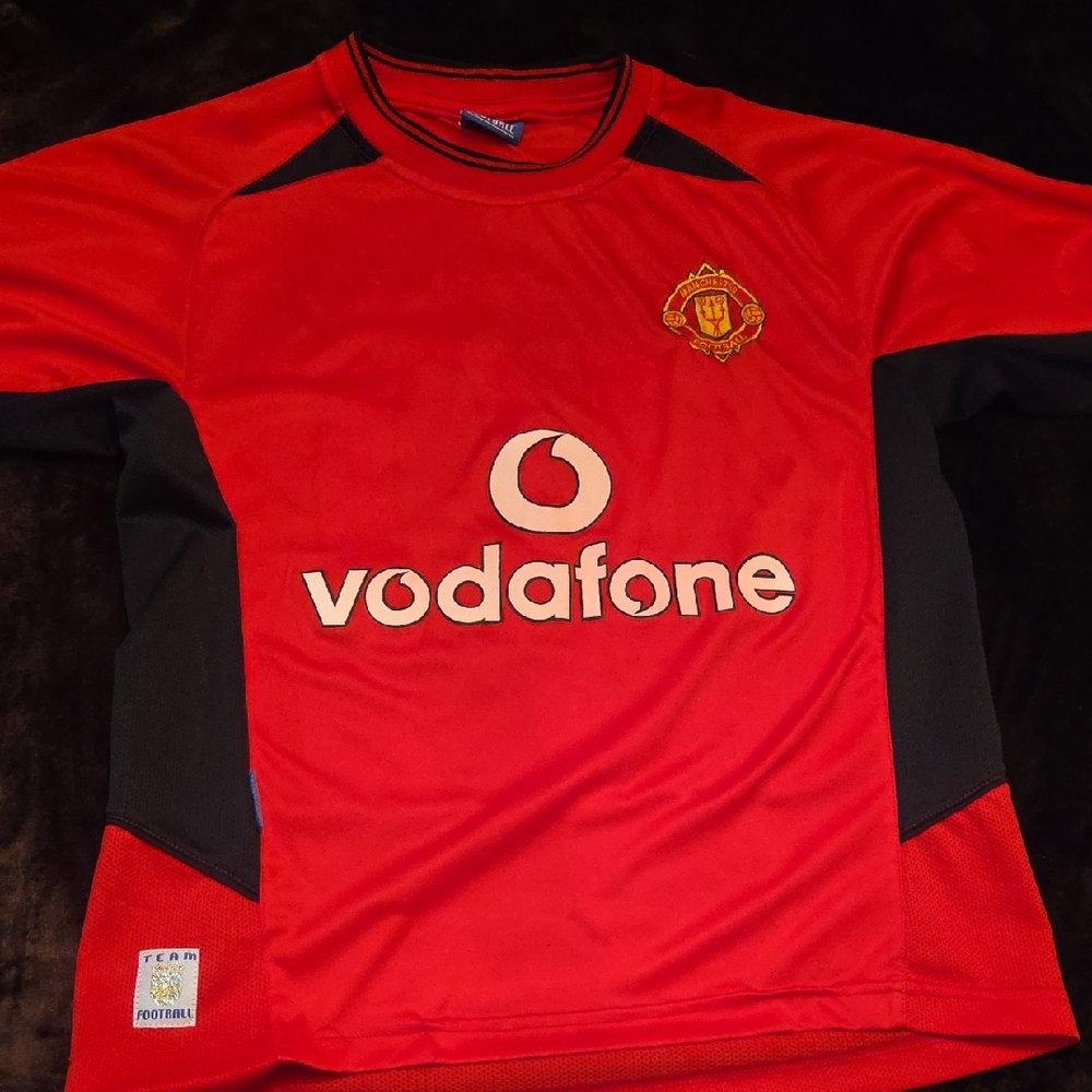 Van Nistelrooy Man U Red and Black Soccer Jersey, #10, Small